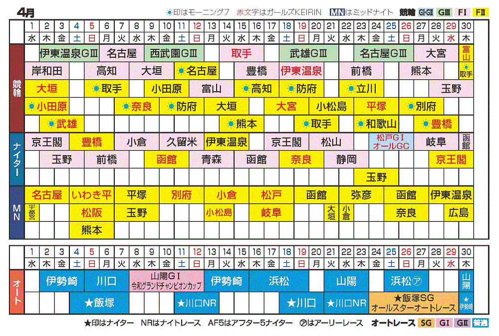 2026年4月開催カレンダー